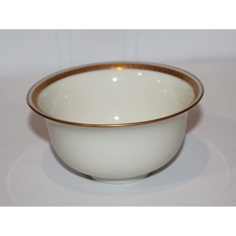 VTG Lenox porcelain bouillon liner bowl E88/1276 gold trim green mark USA